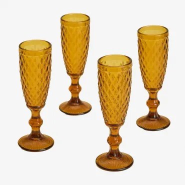 Verpakking Van 4 15cl Champagneglazen In Koviran-glas Gele Oker - Sklum