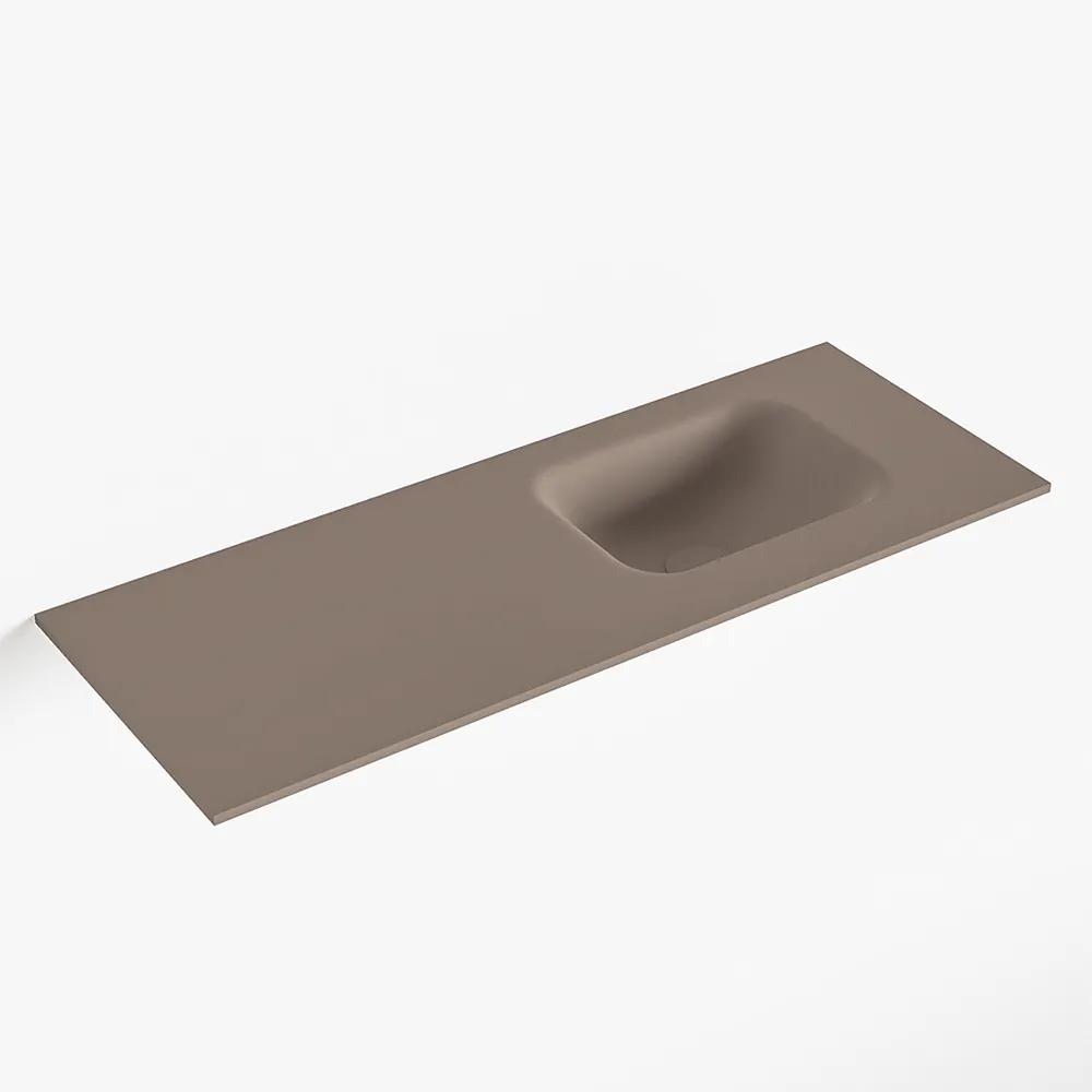 MONDIAZ LEX Smoke solid surface inleg wastafel voor toiletmeubel 80cm. Positie wasbak rechts