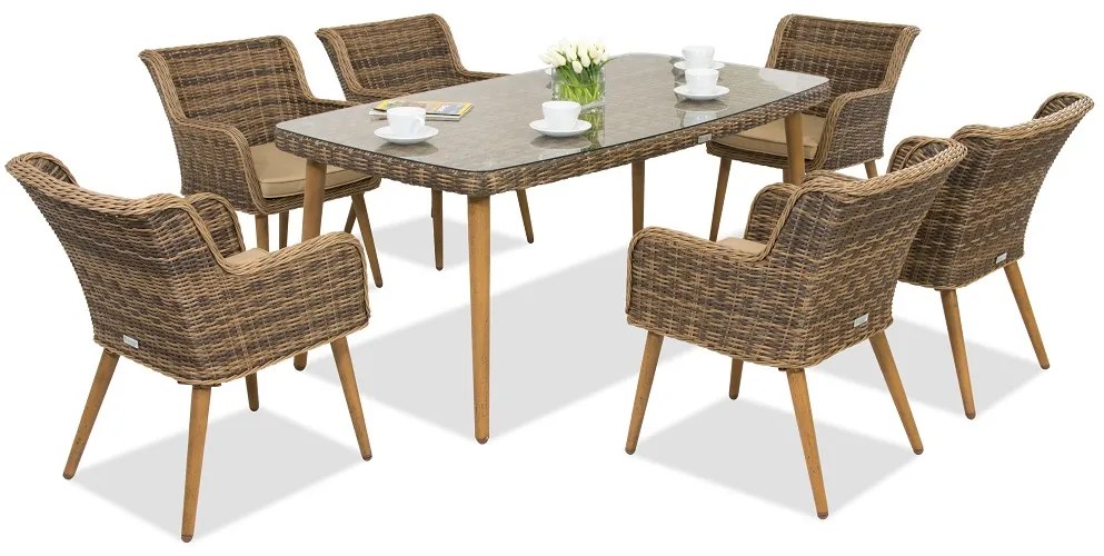 Garden Point tuinmeubelen in technorattan Cordoba voor 6 personen bruin