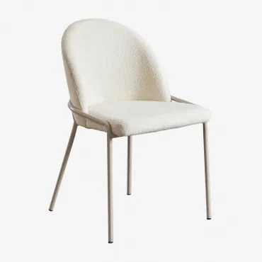 Set Van 2 Grolet Gestoffeerde Eetkamerstoelen Bouclé Wit - Sklum