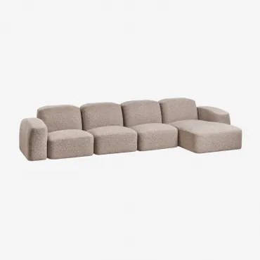 Bastian 4-delige Chaise Longue Modulaire Bank Rechts Bouclé Mokkabruin - Sklum