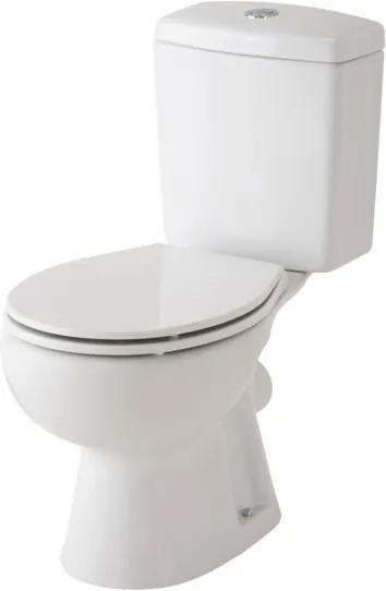 Nemo Start Star PACK staand toilet 650 x 760 x 360 mm wit porselein met uitgang H 19 cm jachtbak met Geberit spoelmechanisme wit porselein Proseat toiletzitting wit hout met pvc scharnieren 049024