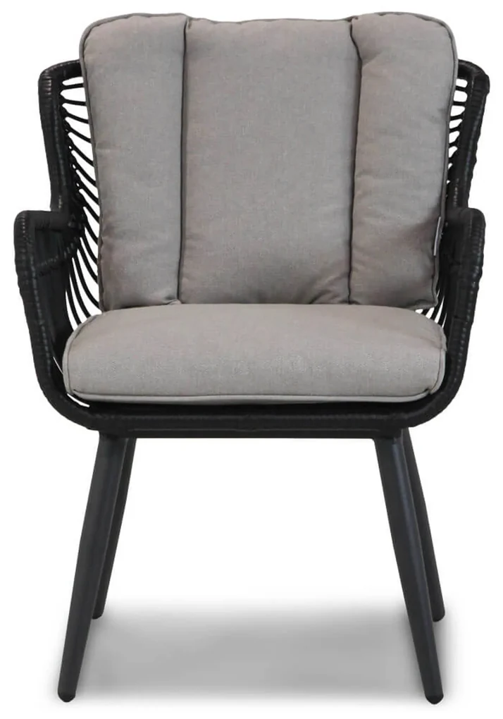 Tuinset Ronde Tuintafel 6 personen 150 cm Wicker/Aluminium/Aluminium/wicker Zwart Coco Azzano/Ancona