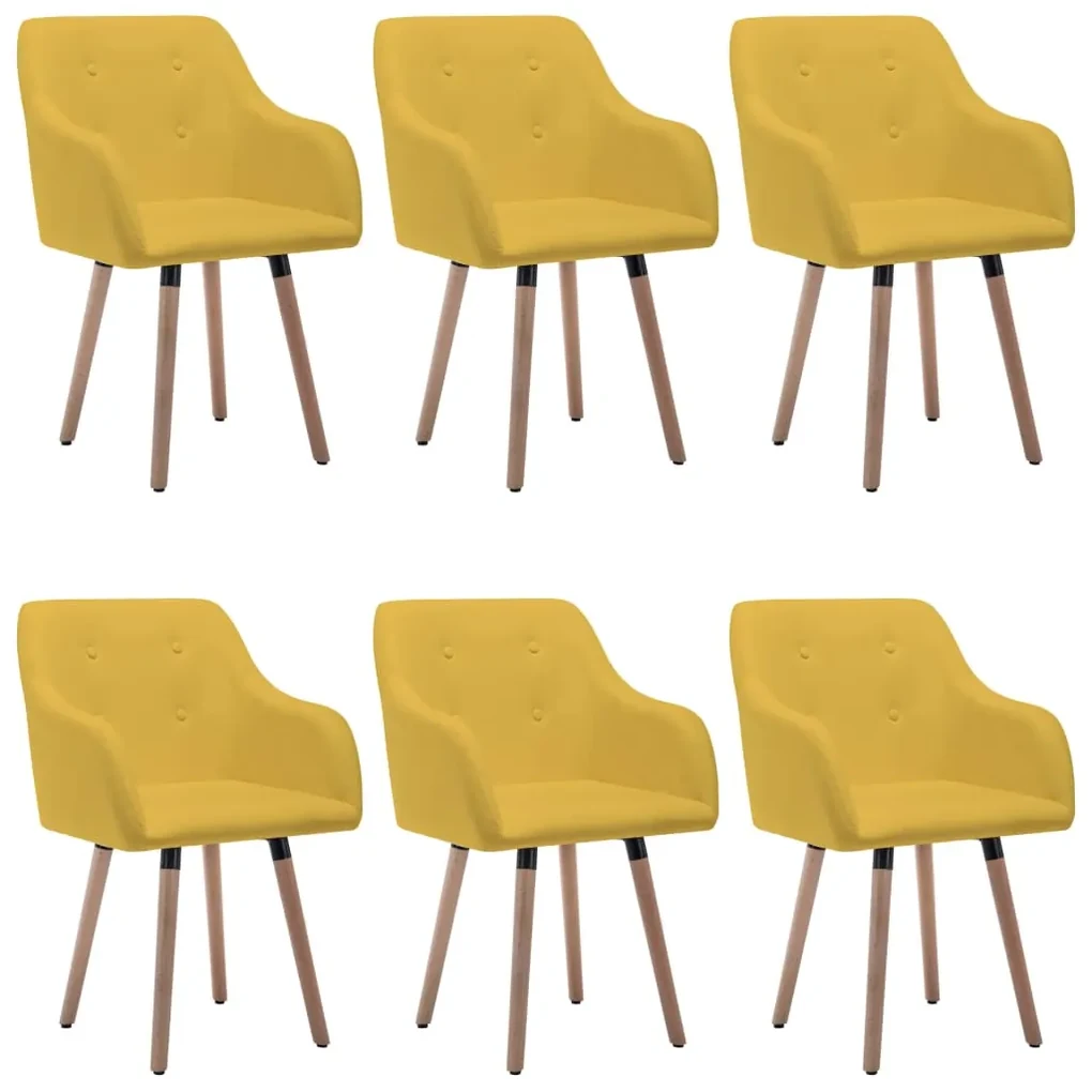 vidaXL Eetkamerstoelen 6 st stof mosterdgeel