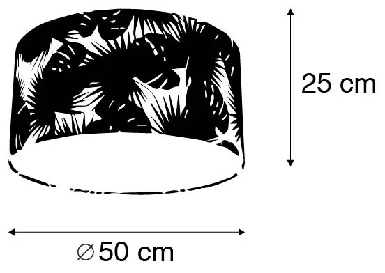 Stoffen Katoenen lampenkap blad dessin rond 50/50/25 - Leaf Modern