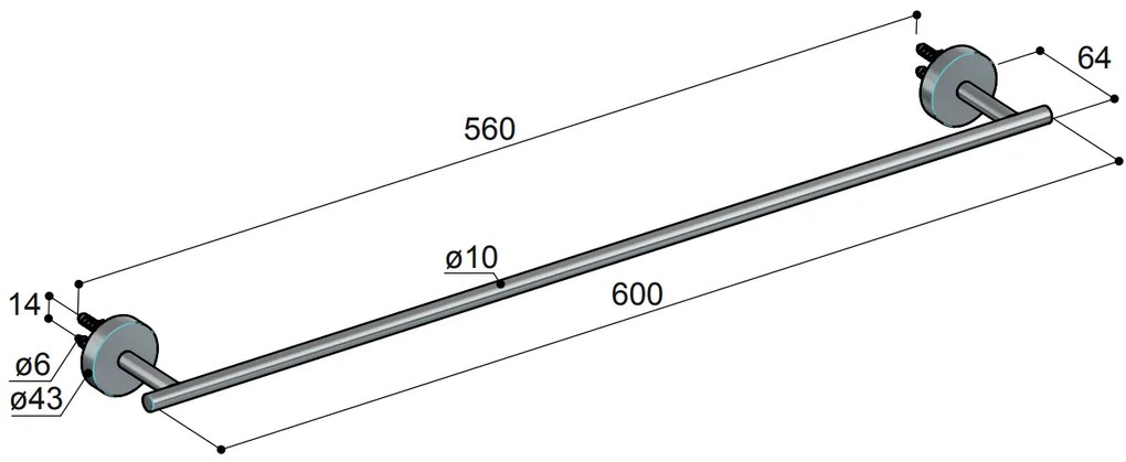 Hotbath Archie handdoekhouder 60cm koper geborsteld PVD