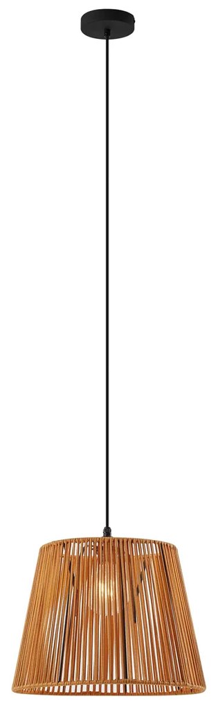 Buiten hanglamp zwart met oranje kap van touw IP44 - Cava JaylaJapandi Minimalistisch E27 IP44 Buitenverlichting rond