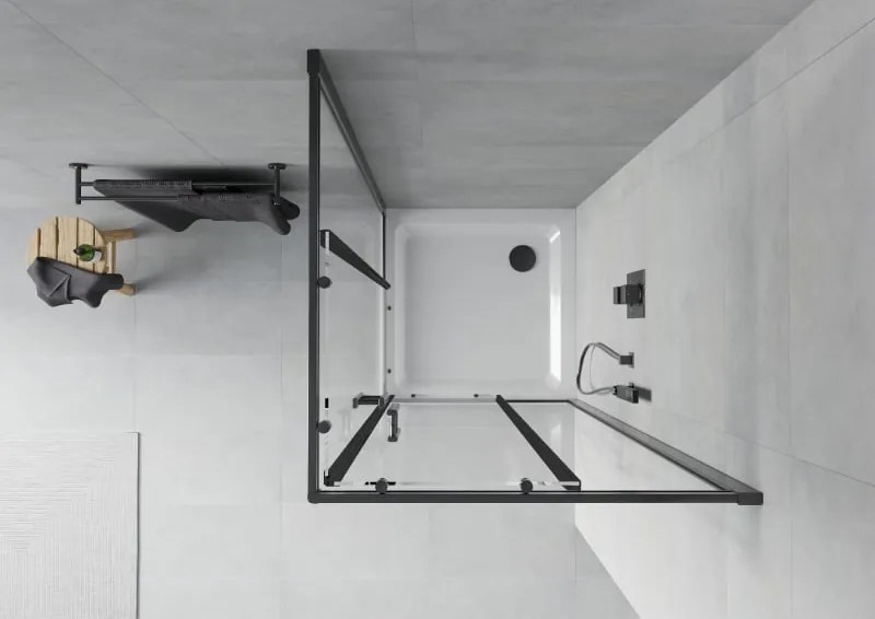 Mexen Rio kwadrante douchecabine 80 x 80 cm, transparant, zwart + Flat douchebak, wit - 860-080-080-70-00-4010B