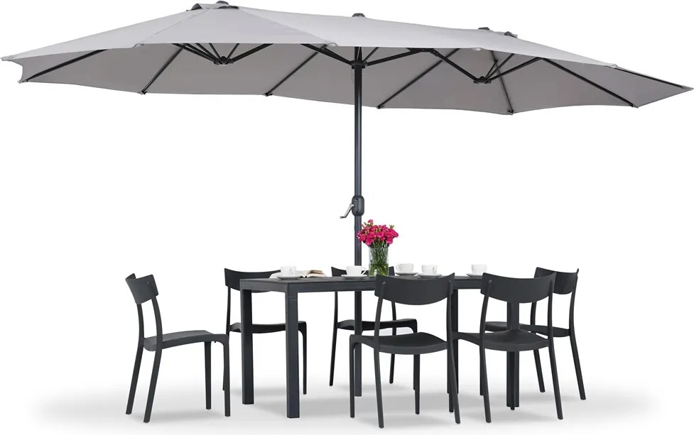 Merida dubbele tuinparasol 2,7 x 4,5 m grijs Garden Point