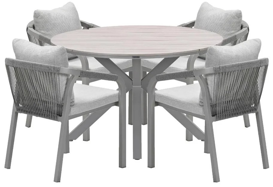 Garden Impressions Tarera tuinset 5-delig dakar sand - Tulli tuintafel Ø122x75 cm - light teak vironwood