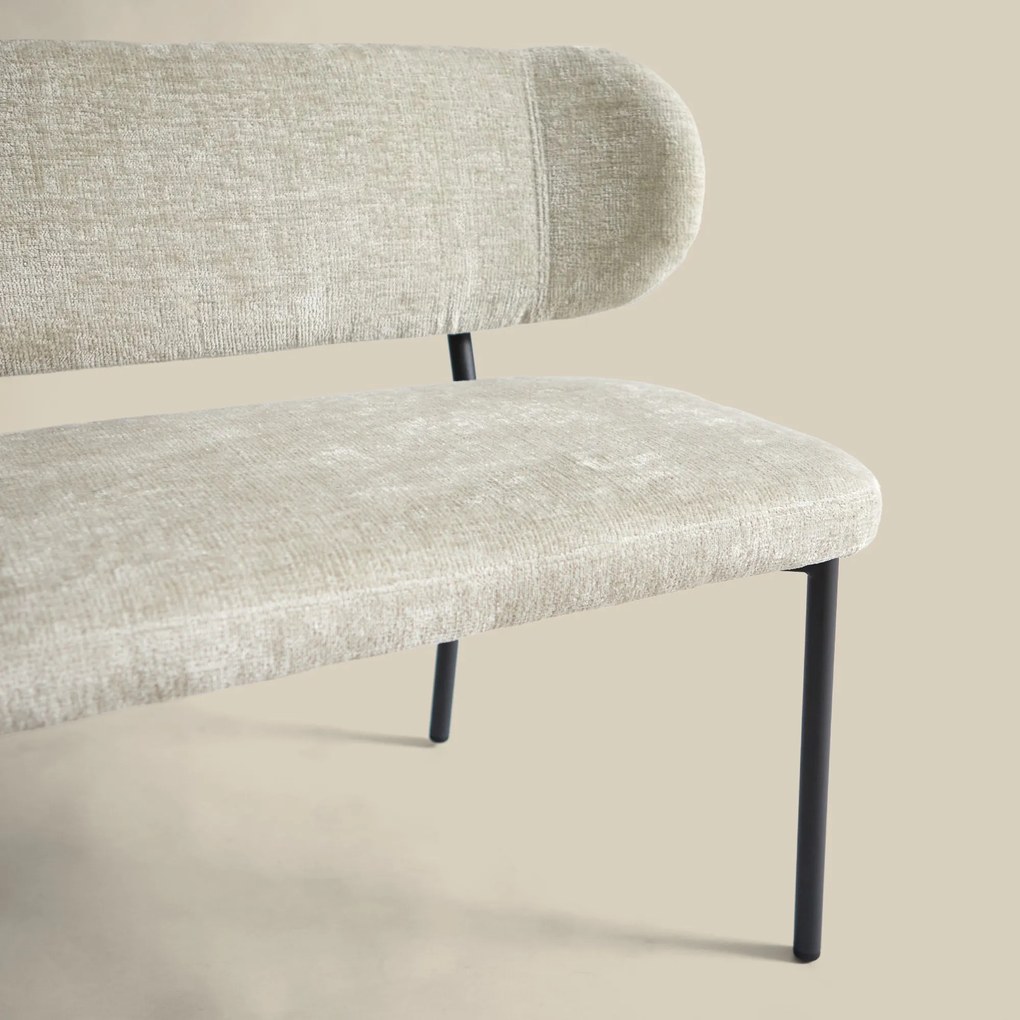 Eetkamerbank Beige Stof Met Rugleuning 155 Cm