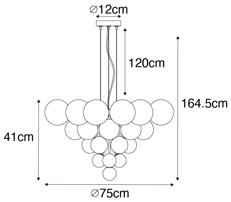 Hanglamp zwart met smoke en helder glas 13-lichts - Bonnie