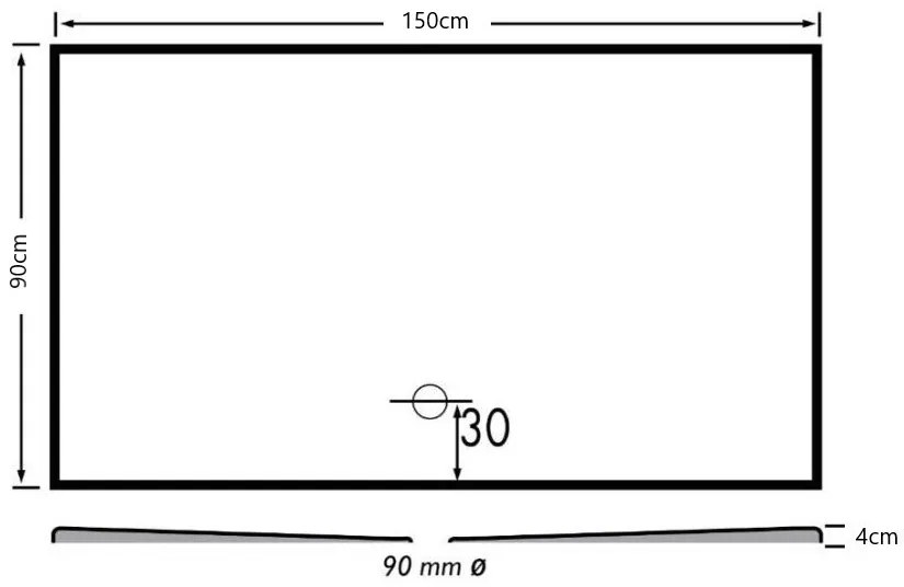 Xenz Flat douchevloer 150x90x4cm pergamon