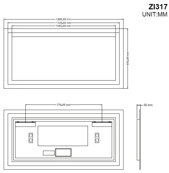 Badstuber spiegel met LED verlichting 120x60cm