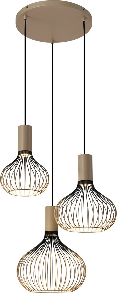 Isabel 3-lichts Hanglamp Zacht Beige