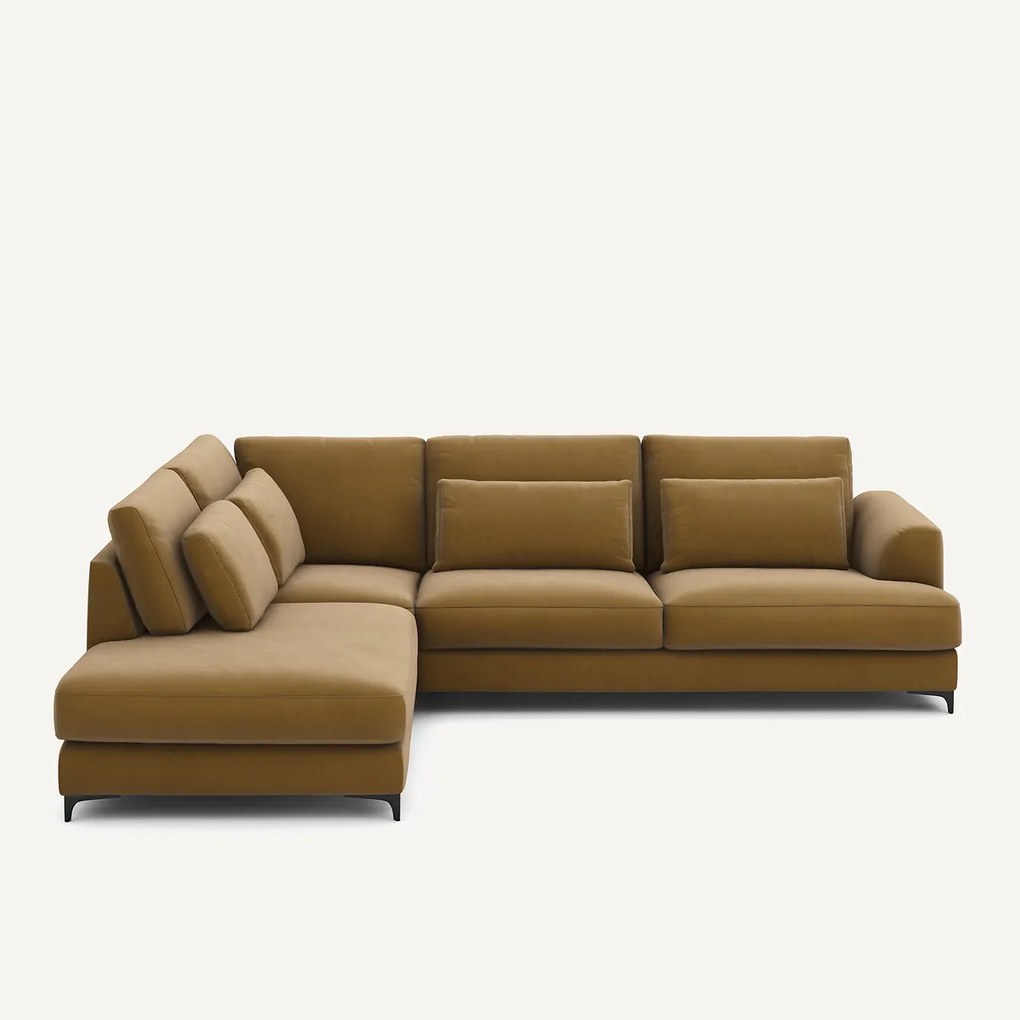 Omvormbare hoekbank links, in linnen fluweel, Marsile