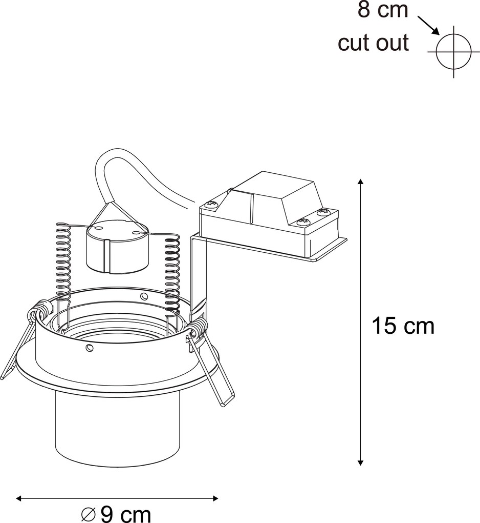 Moderne inbouwspot gunmetal GU10 50mm rond kantelbaar - Installa