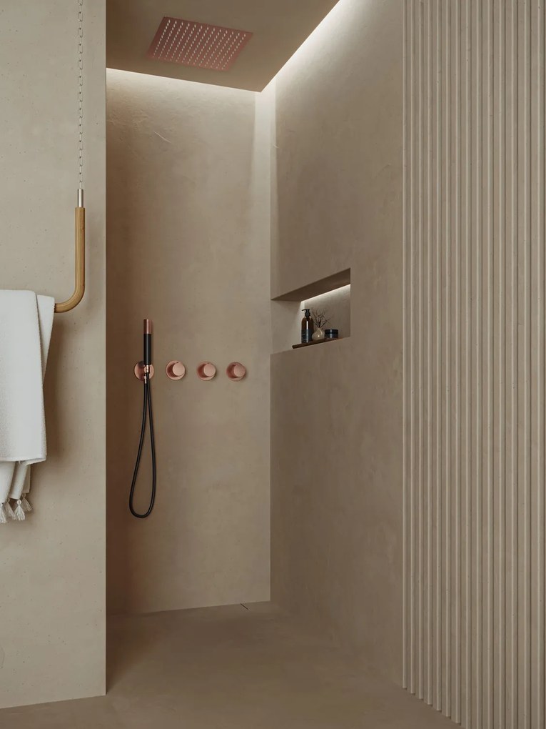 Saniclear Plus Pro inbouw regendouche met inbouw douchekop 30x30cm en staafhanddouche geborsteld koper