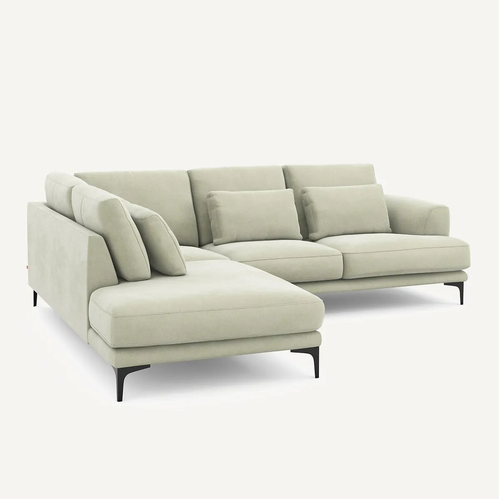 Linkse hoekbank met leuning in stonewashed fluweel Marsile