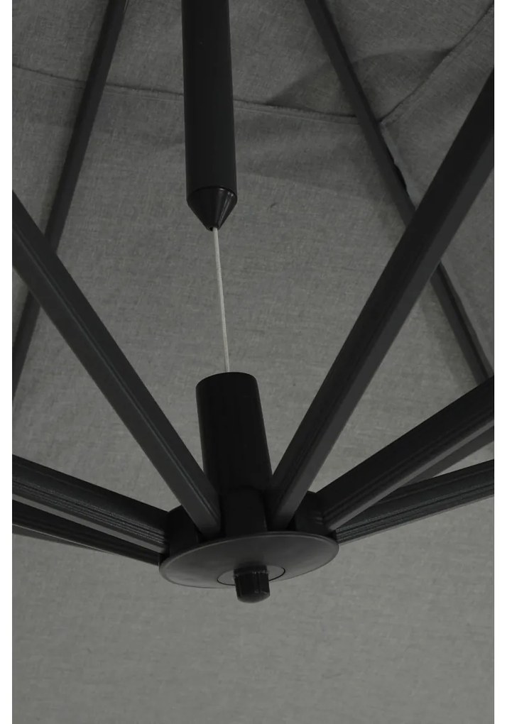 Garden Impressions Hawaii Big Pole zweefparasol 350x350 cm - donker grijs frame - licht grijs doek