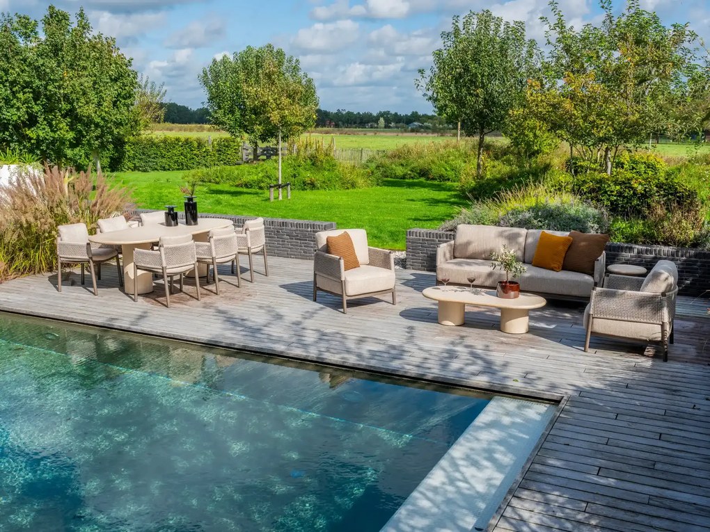 4 Seasons Outdoor Hampton mortex loungetafel met ovaal blad 140 x 65 cm Loungetafel   beige weerbestendig