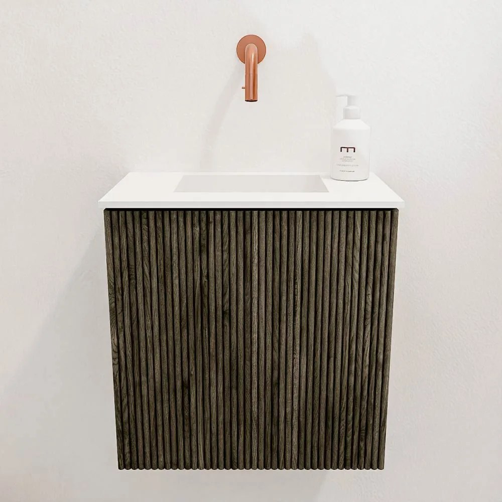 Mondiaz Joya 40cm toiletmeubel shadow met wastafel faye midden zonder kraangat talc