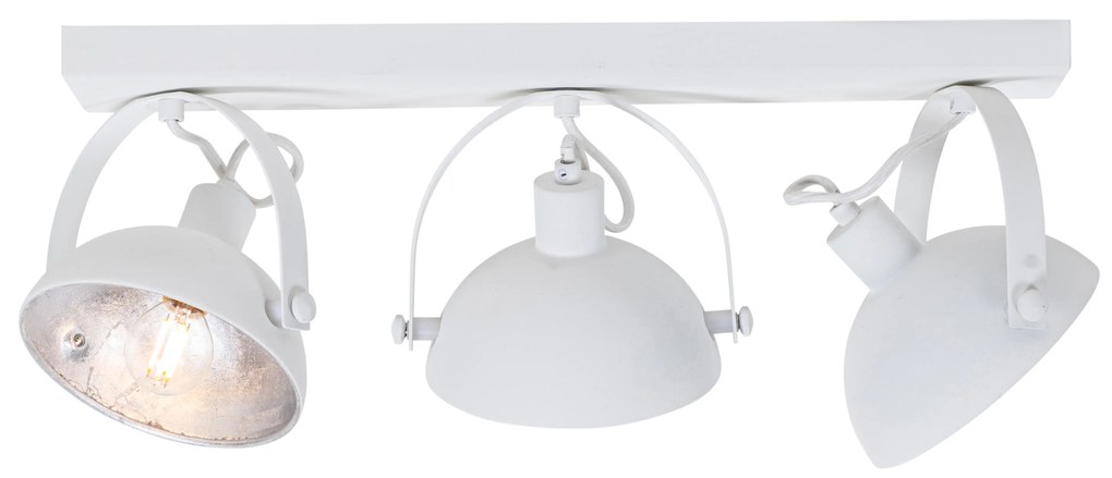 Industriële plafondlamp wit met zilver 3-lichts verstelbaar - Magnax