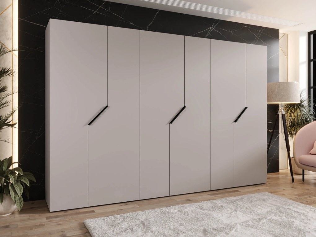 Kledingkast Hartford 596, Zwart, Kasjmier, 202x300x52cm, 203.5 kg, Kledingkast deuren: Met scharnieren
