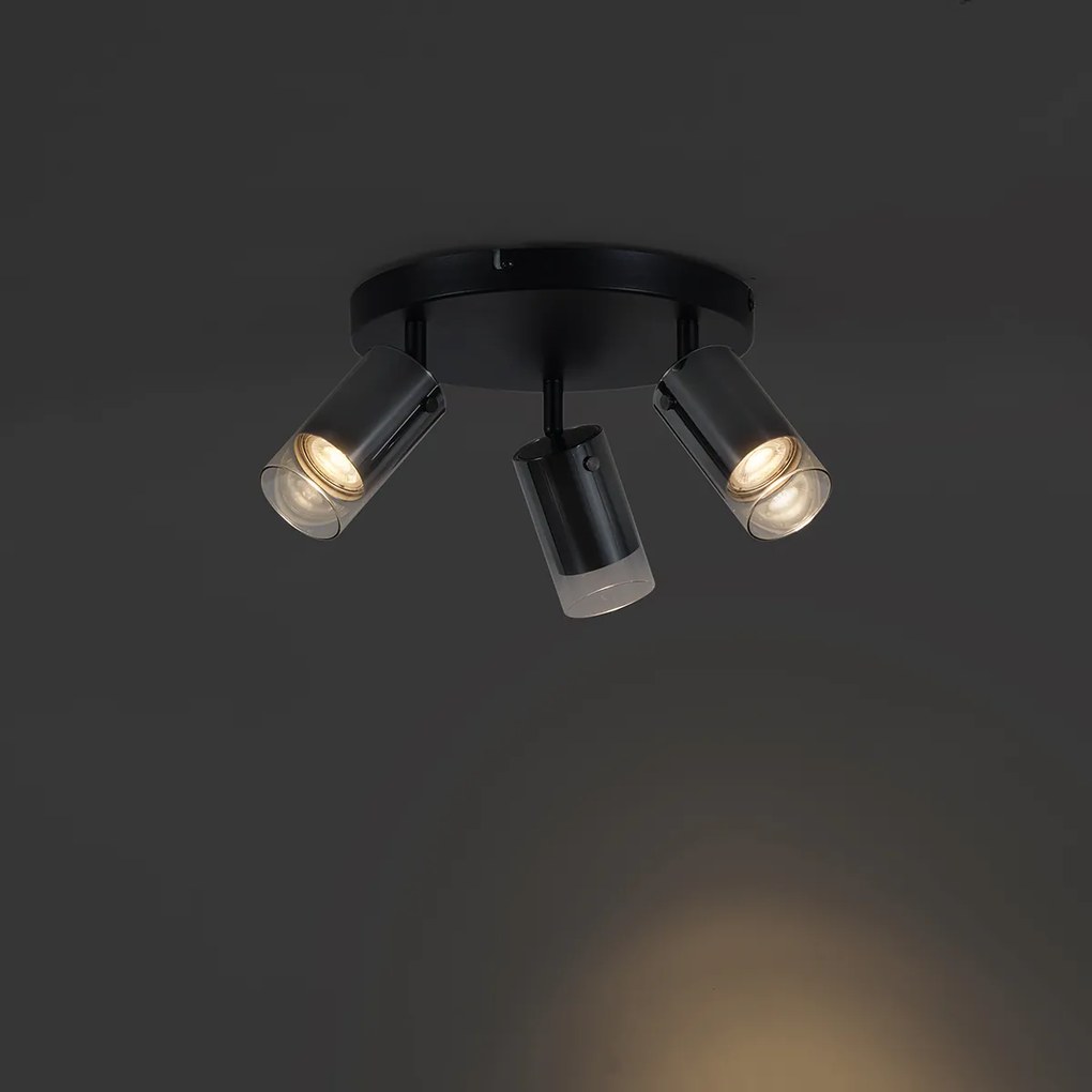 Plafondspot gunmetal rond 3-lichts draai- en verstelbaar - Drain