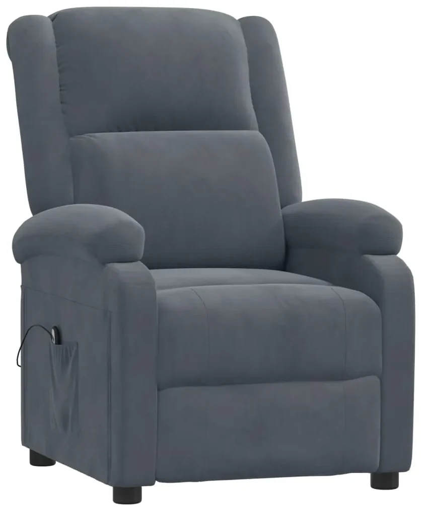 vidaXL Fauteuil verstelbaar elektrisch fluweel donkergrijs