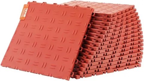 VEVOR Garagevloerbeslag, 305 x 305 x 13,4 mm, 50-delige industriële vloerset, antislip dubbelzijdige getextureerde garagevloer, voor garages, kelders, reparatiewerkplaatsen, rood