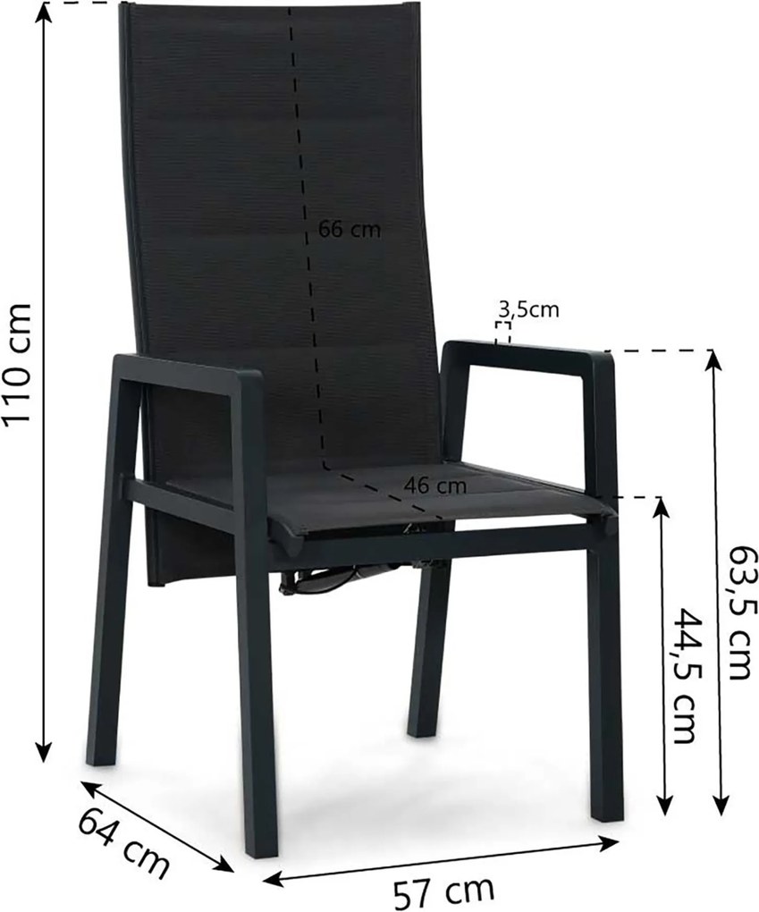 Tuinset 4 personen 909 cm Aluminium Grijs Lifestyle Garden Furniture Essence/Creta