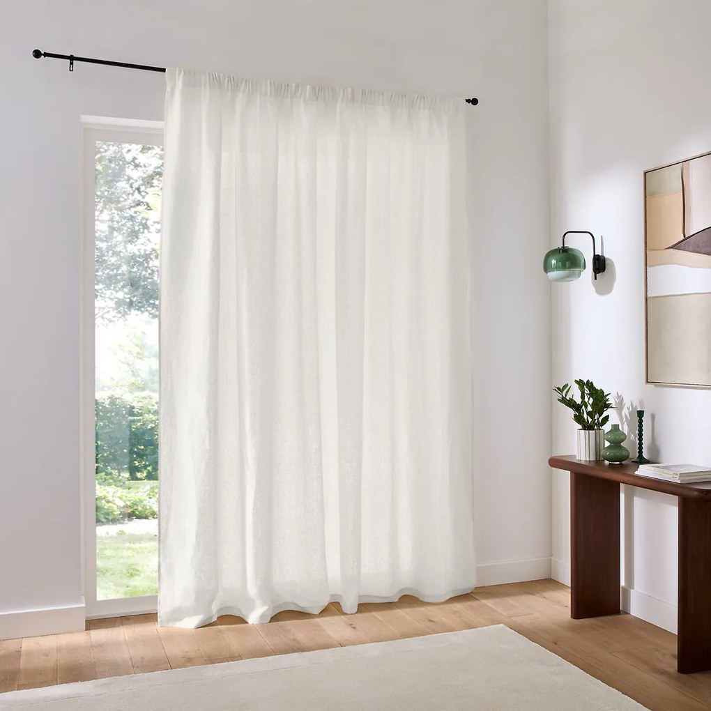 Linnen schermgordijn over de hele breedte, met gerimpelde bies of wave, ONEGA