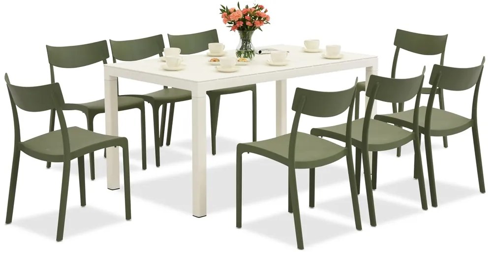King/Provence tuinset wit en groen voor 8 personen Bica