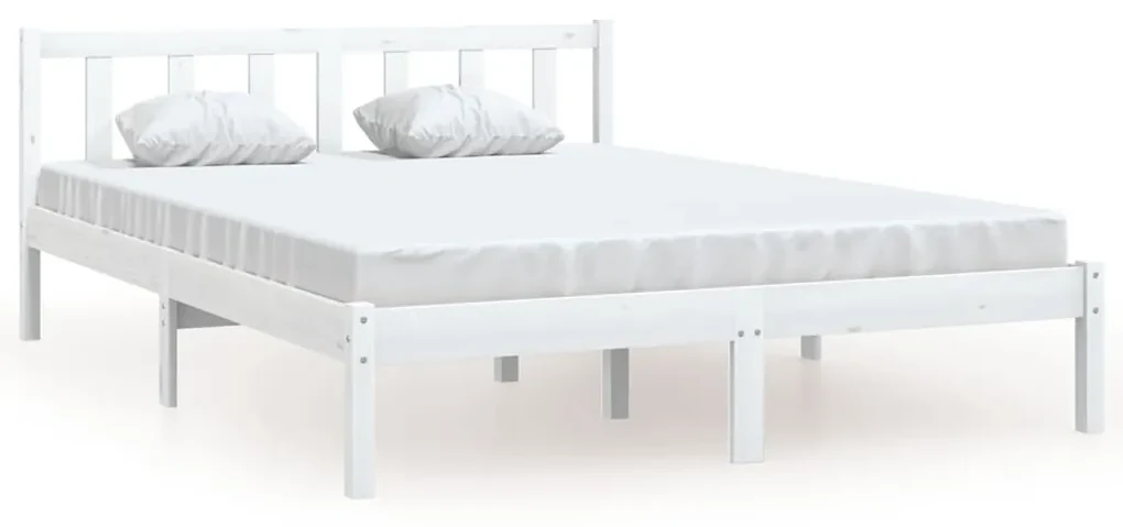 vidaXL Bedframe massief grenenhout wit 140x190 cm