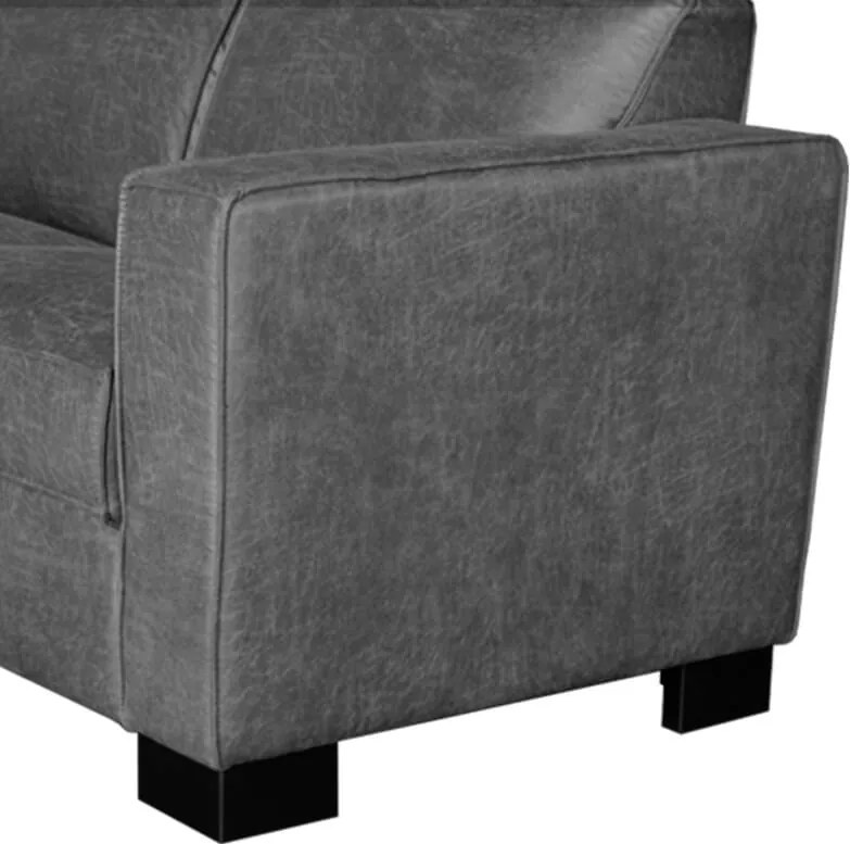 2-zits bank Shuffle | lederlook Missouri antraciet 02 | 1,65 mtr breed