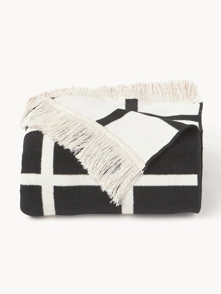 Zachte geruite plaid Edison met franjes