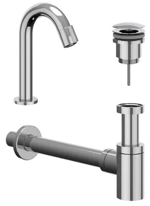 IVY Fonteinset - opbouw - gebogen - model S - always open plug - Chroom 6901421