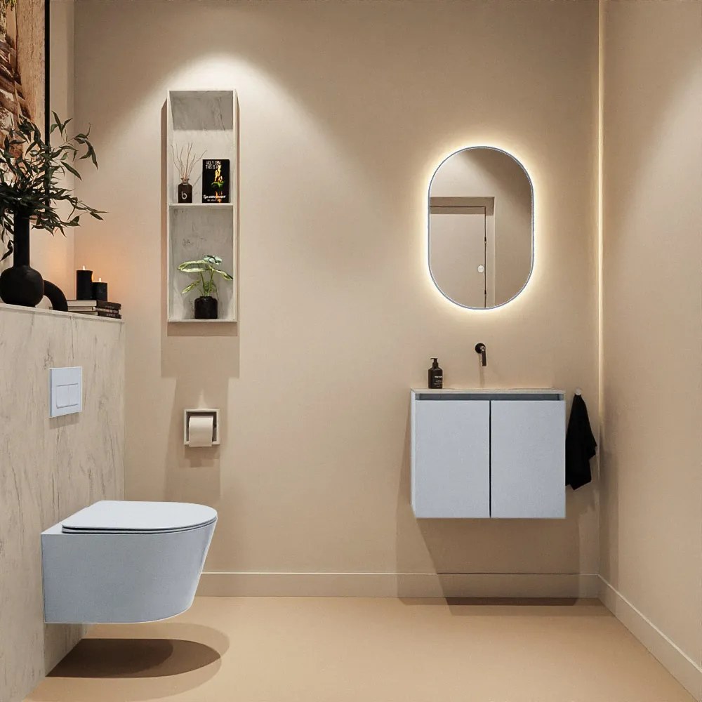 Mondiaz Ture DLux toiletmeubel 60cm clay met wastafel opalo midden zonder kraangat