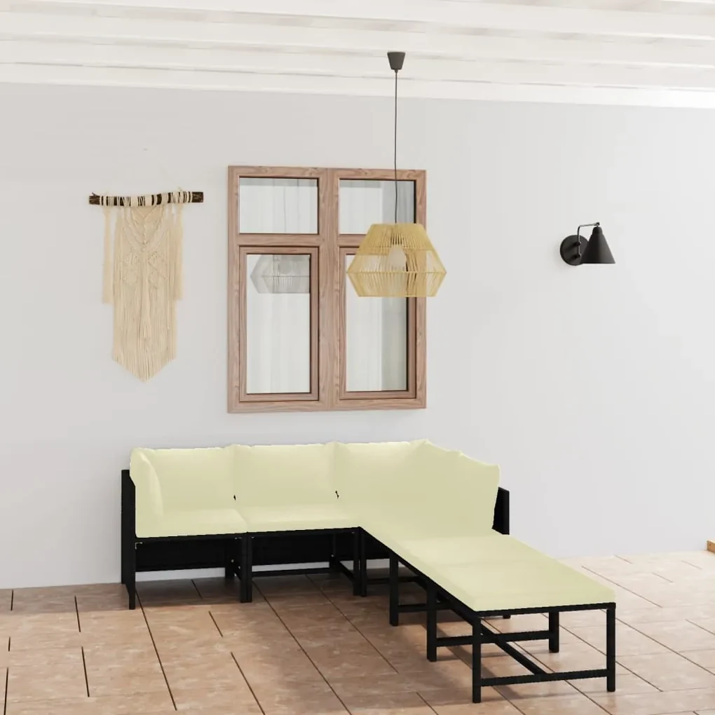 vidaXL 6-delige Loungeset met kussens poly rattan zwart