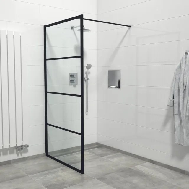 Marenza Bellini Inloopdouche - 100x200cm - helder glas - frame lines buitenzijde - antikalk - mat zwart Lines -100