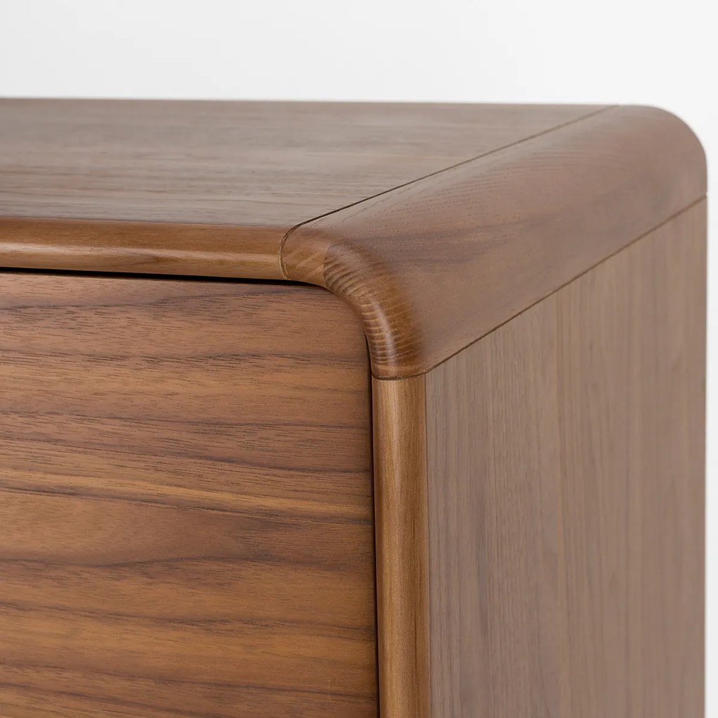 Zuiver Rise Walnut Design Ladenkast Gebogen Walnoothout - 40x45x112cm.