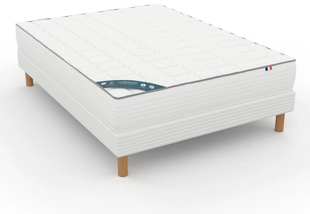 Ensemble matras met veren, half-stevig + bedbodem
