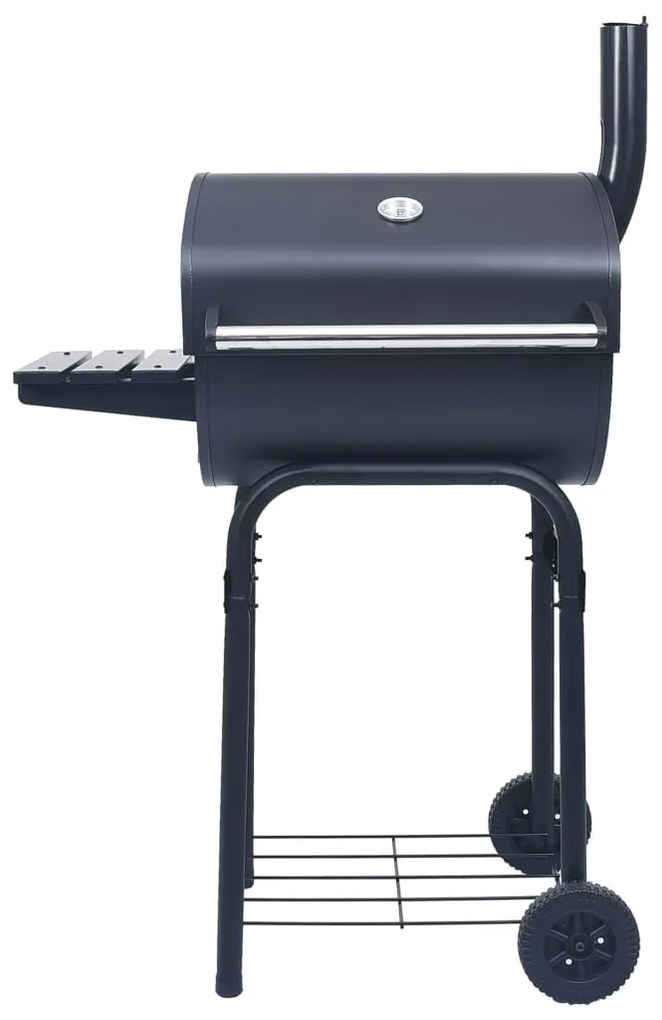 vidaXL Houtskoolbarbecue roker met onderschap zwart