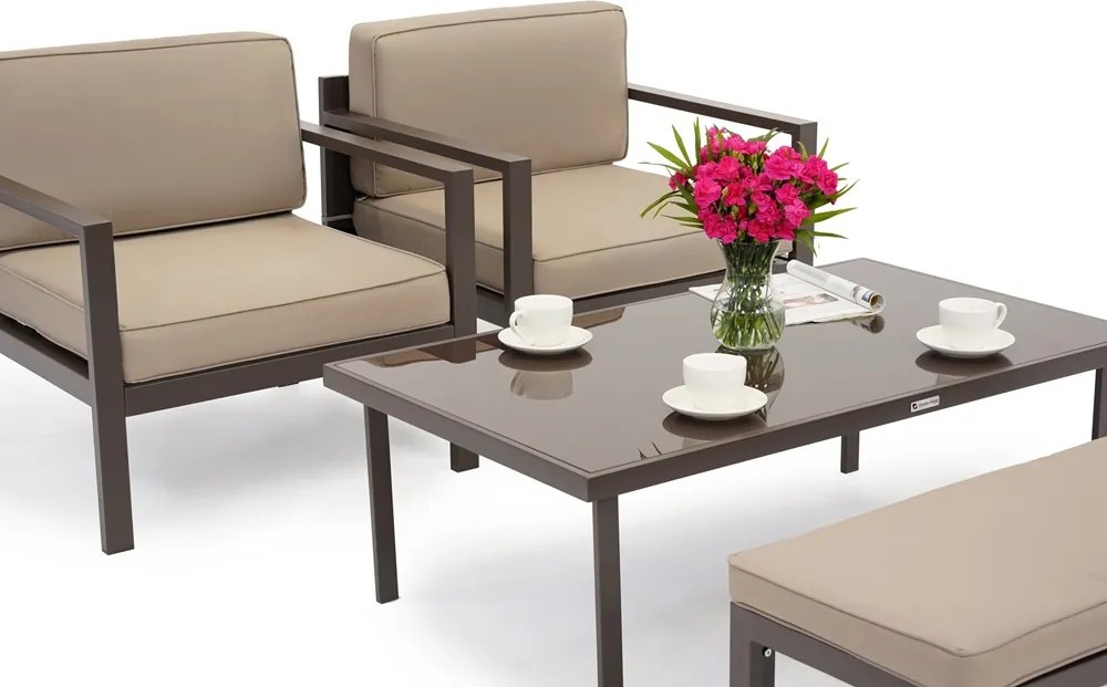 Porto Terrasmeubelset met bank brons Garden Point