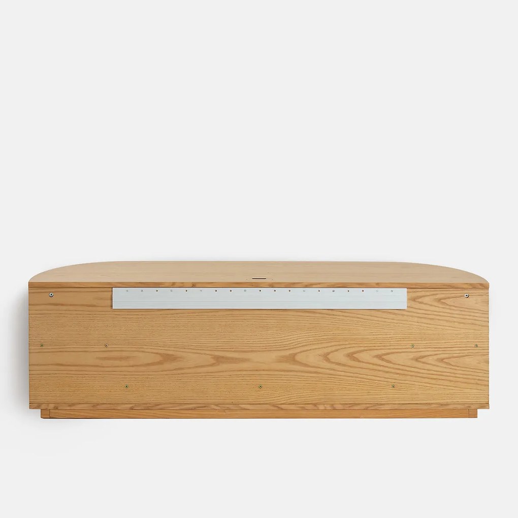 Hangend hifi-TV-meubel in eikenfineer, 2 deuren, 6 nissen, L160 cm, MADDY
