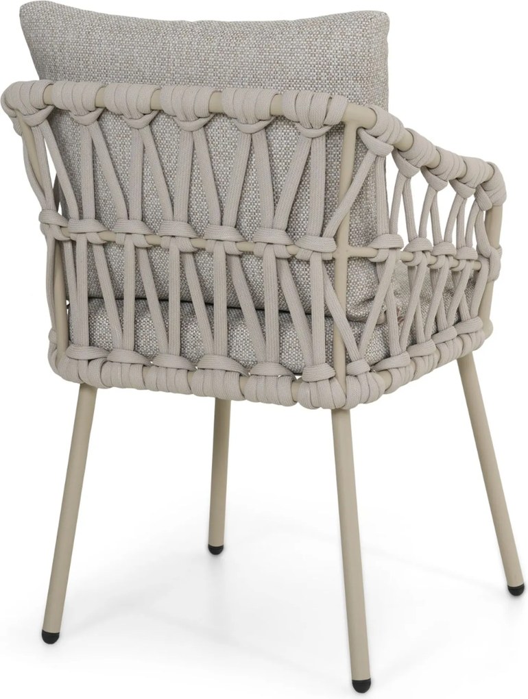 Tuinset Ronde Tuintafel 6 personen 150 cm Rope Zand/Beige Coco Oliva/Arancia