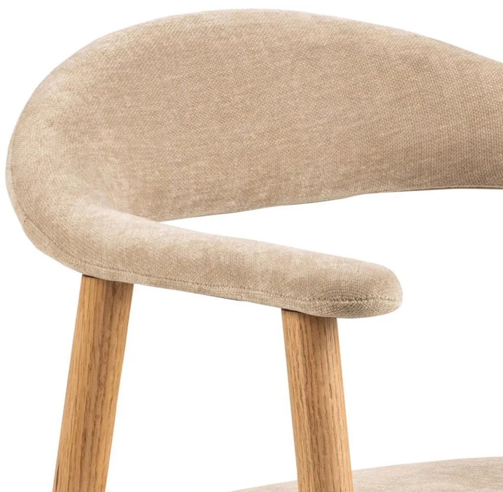 Eiken Eetkamerstoel Beige Chenille