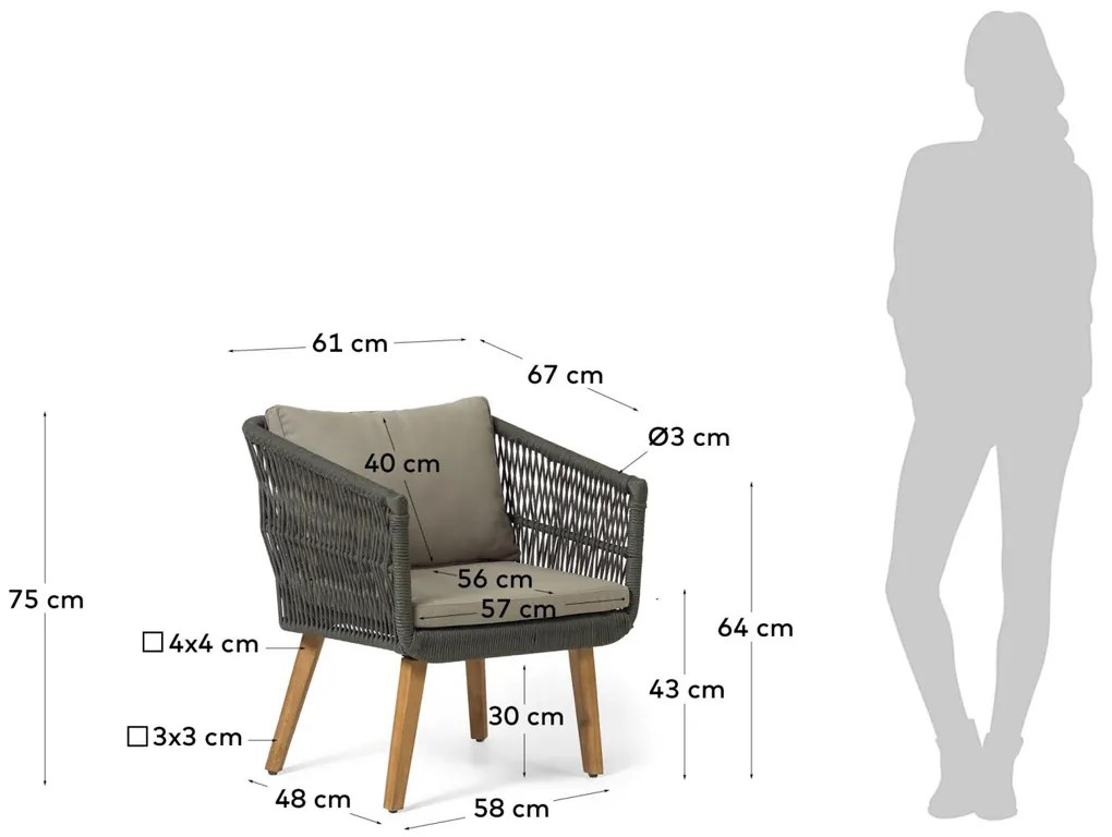 Kave Home Inti Tuinset Bank Met 2 Stoelen