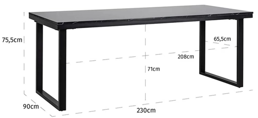 Richmond Interiors Beaumont Zwart Marmeren Eettafel 230 Cm - 230 X 90cm.